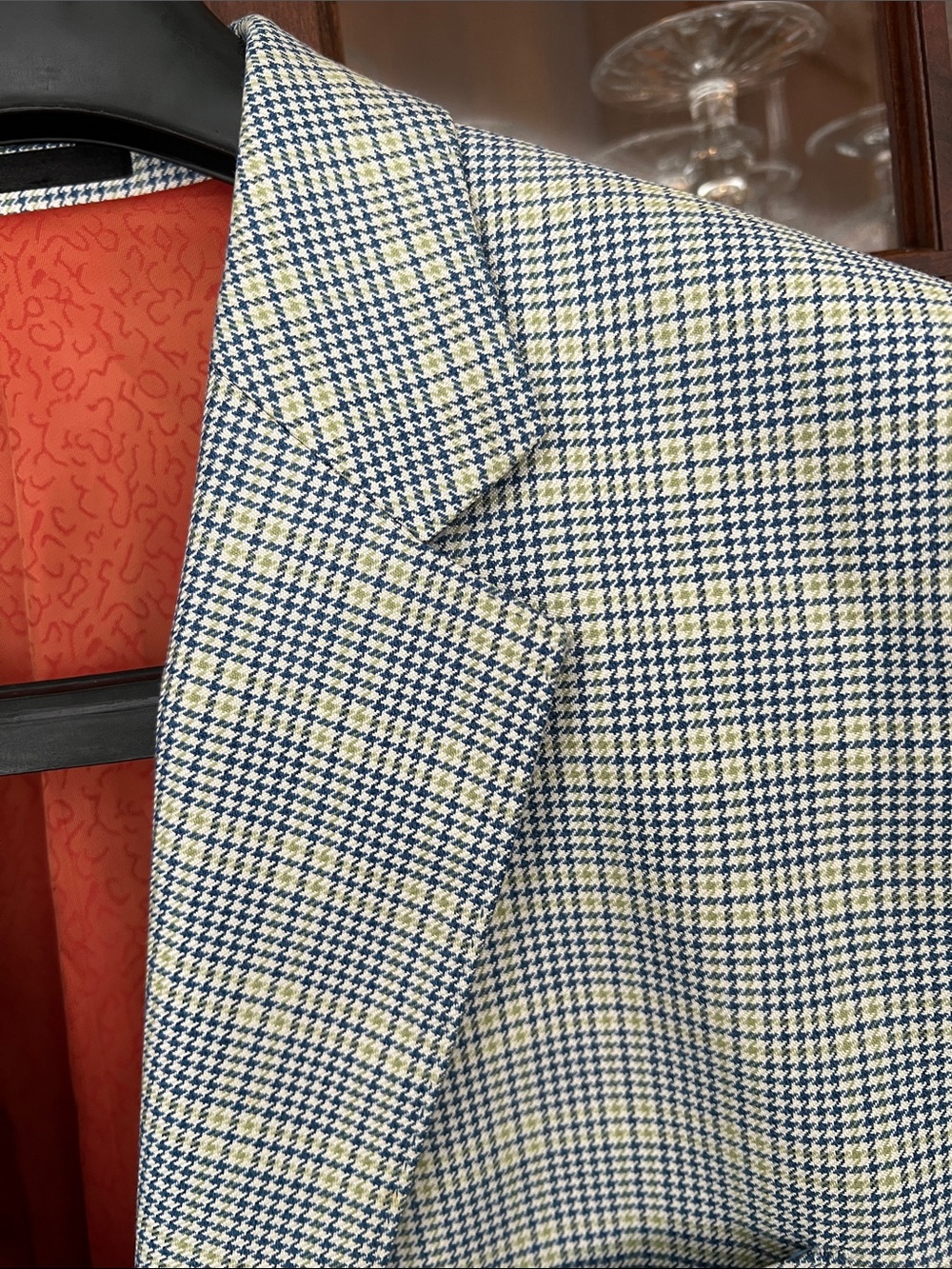 Silk & Wool very soft Blue & Cream Checked Sport Coat